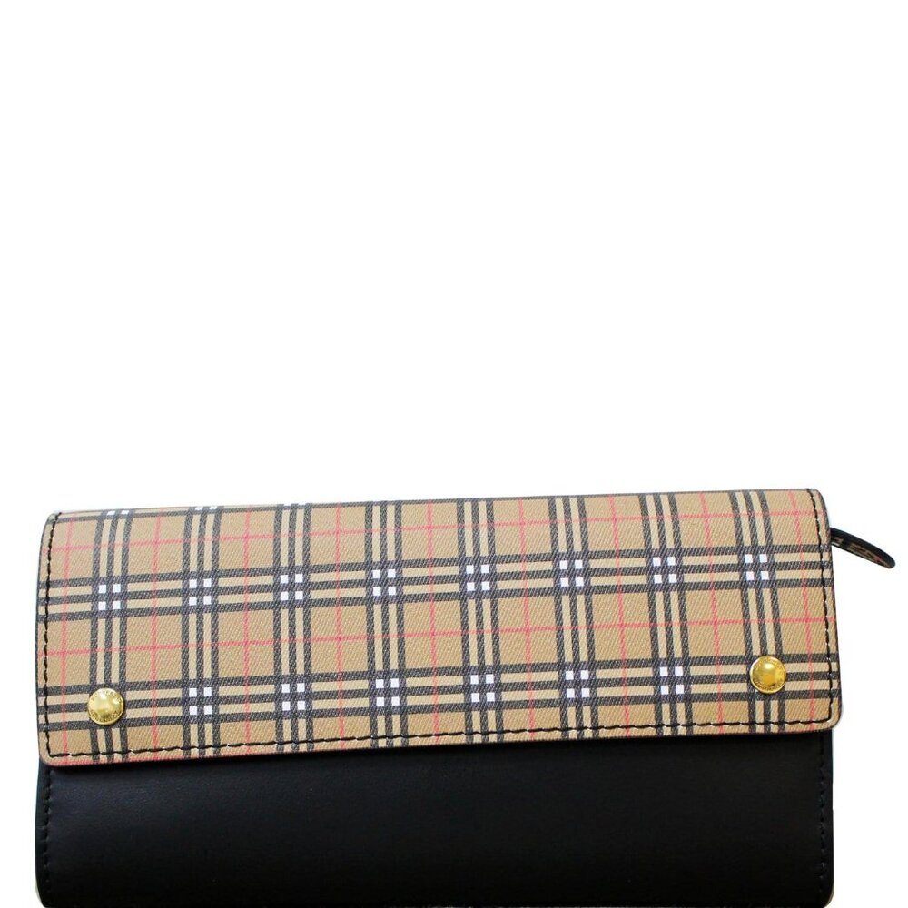Burberry  Small Scale Continental Check Leather Wallet Black